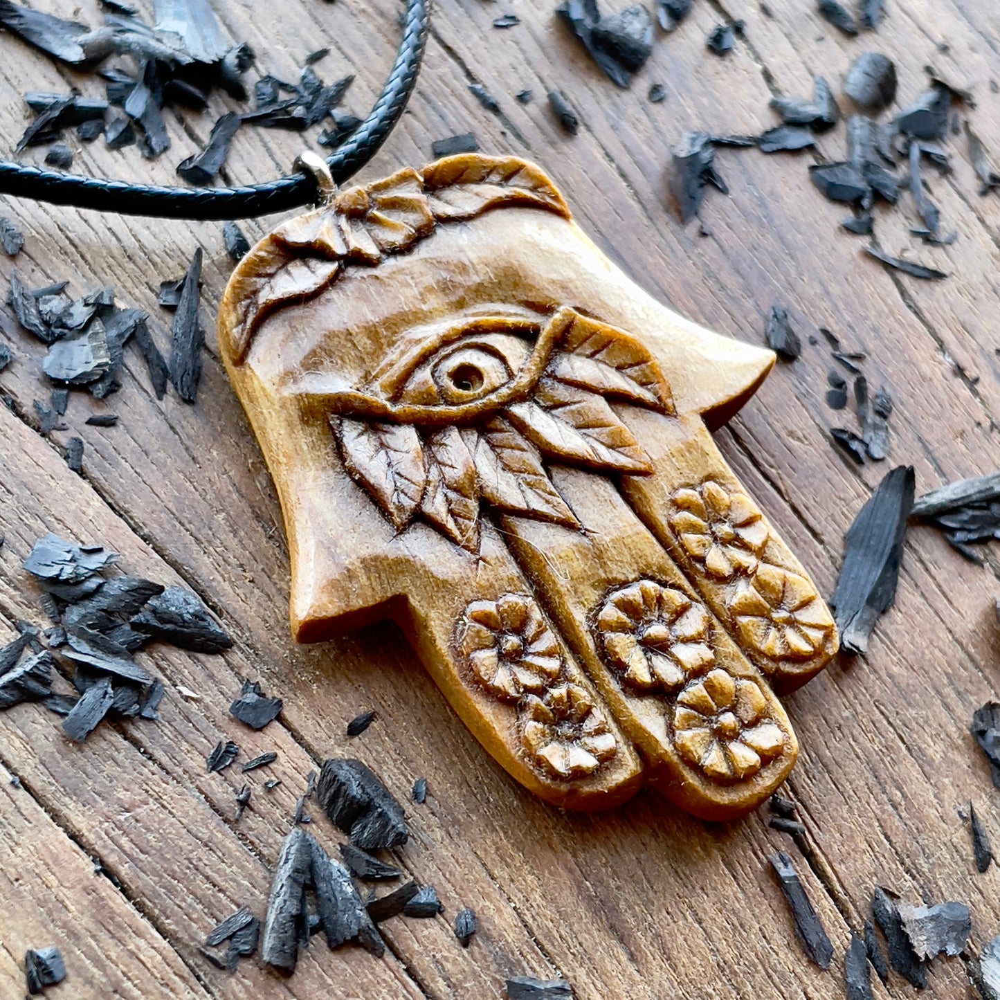 Hamsa Of Floral Design Pendant