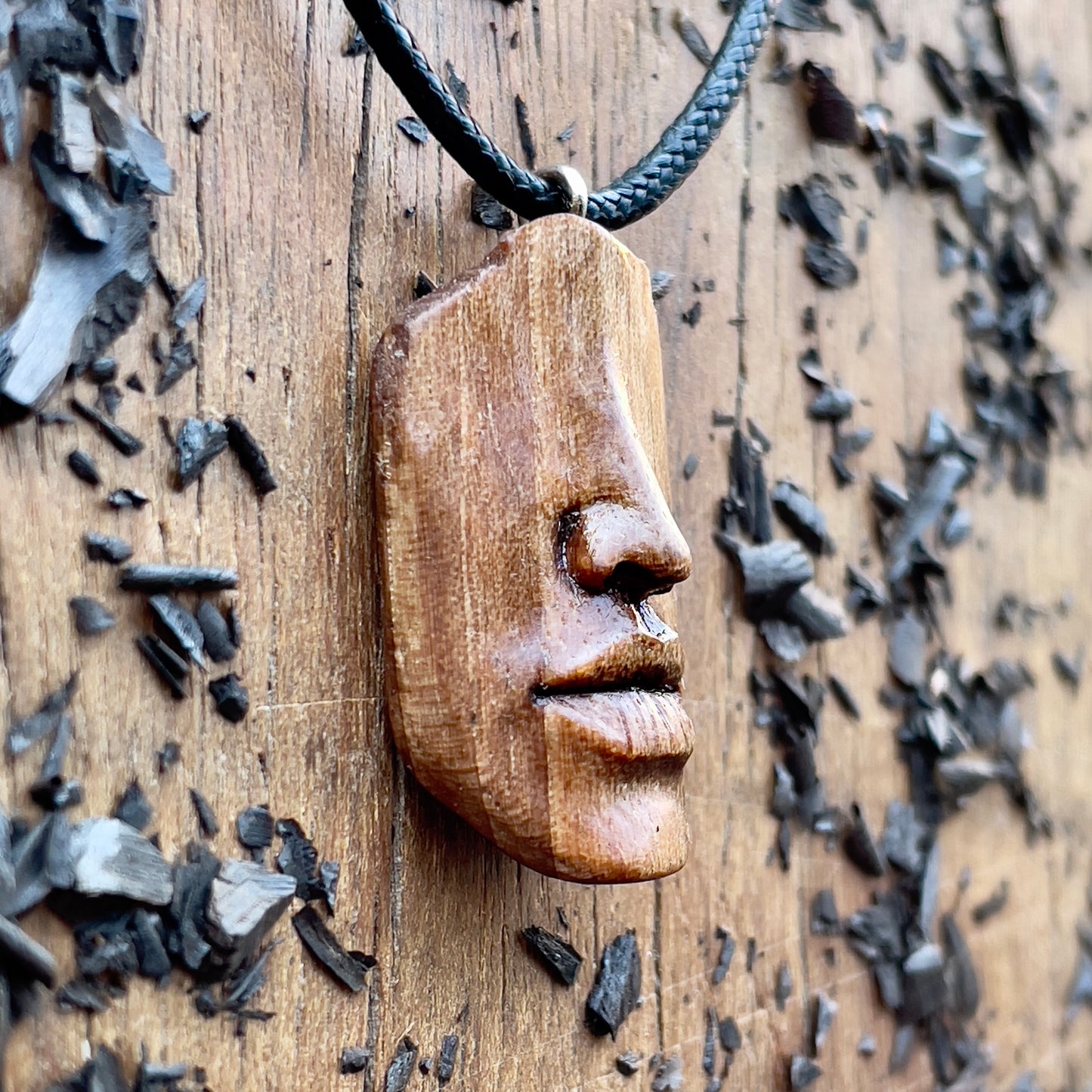 Nose and Lips Walnut Wood Pendant