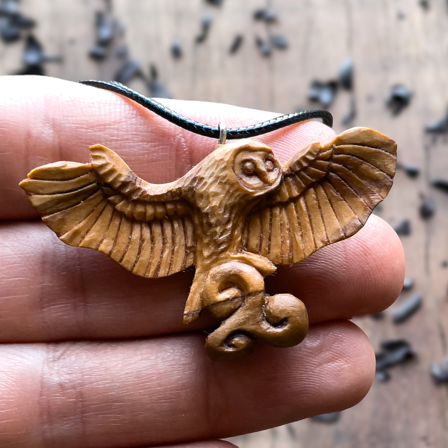 Celtic Barn Owl With Triskelion Pendant