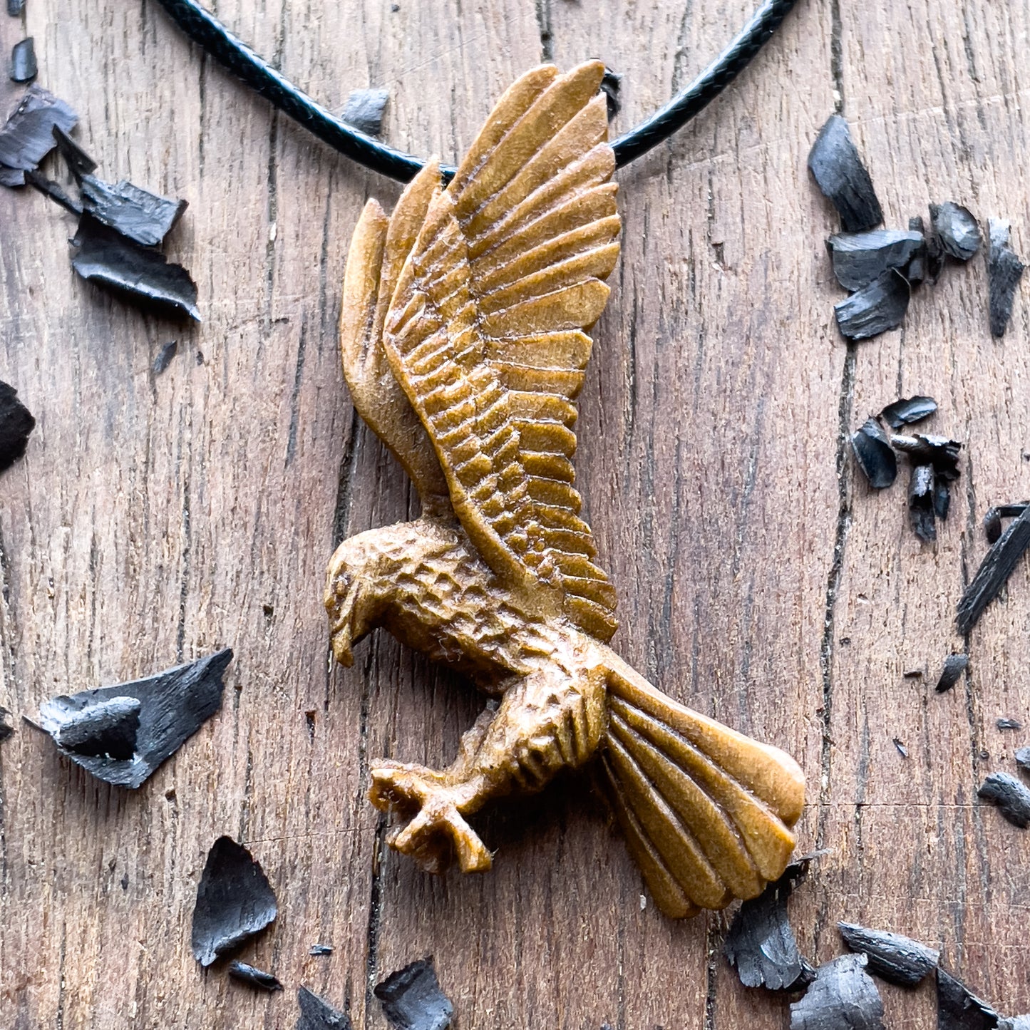 Flying Eagle Walnut Wood Pendant
