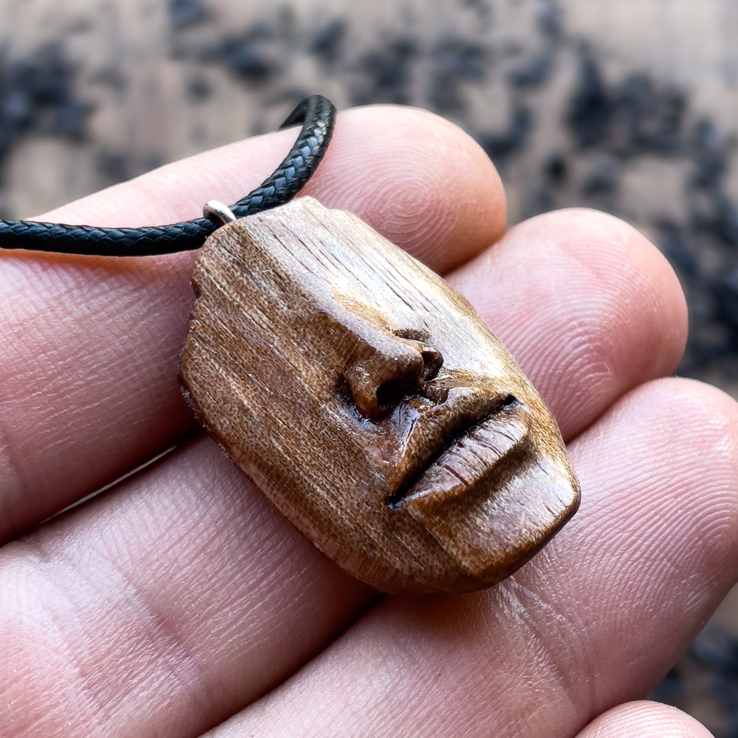 Nose and Lips Walnut Wood Pendant