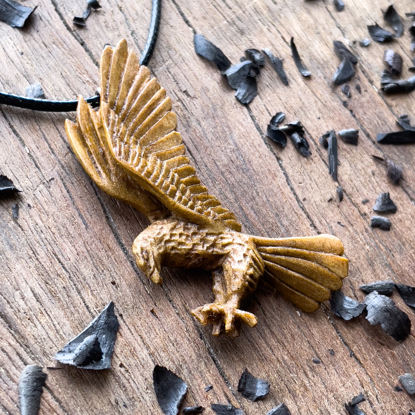 Flying Eagle Walnut Wood Pendant