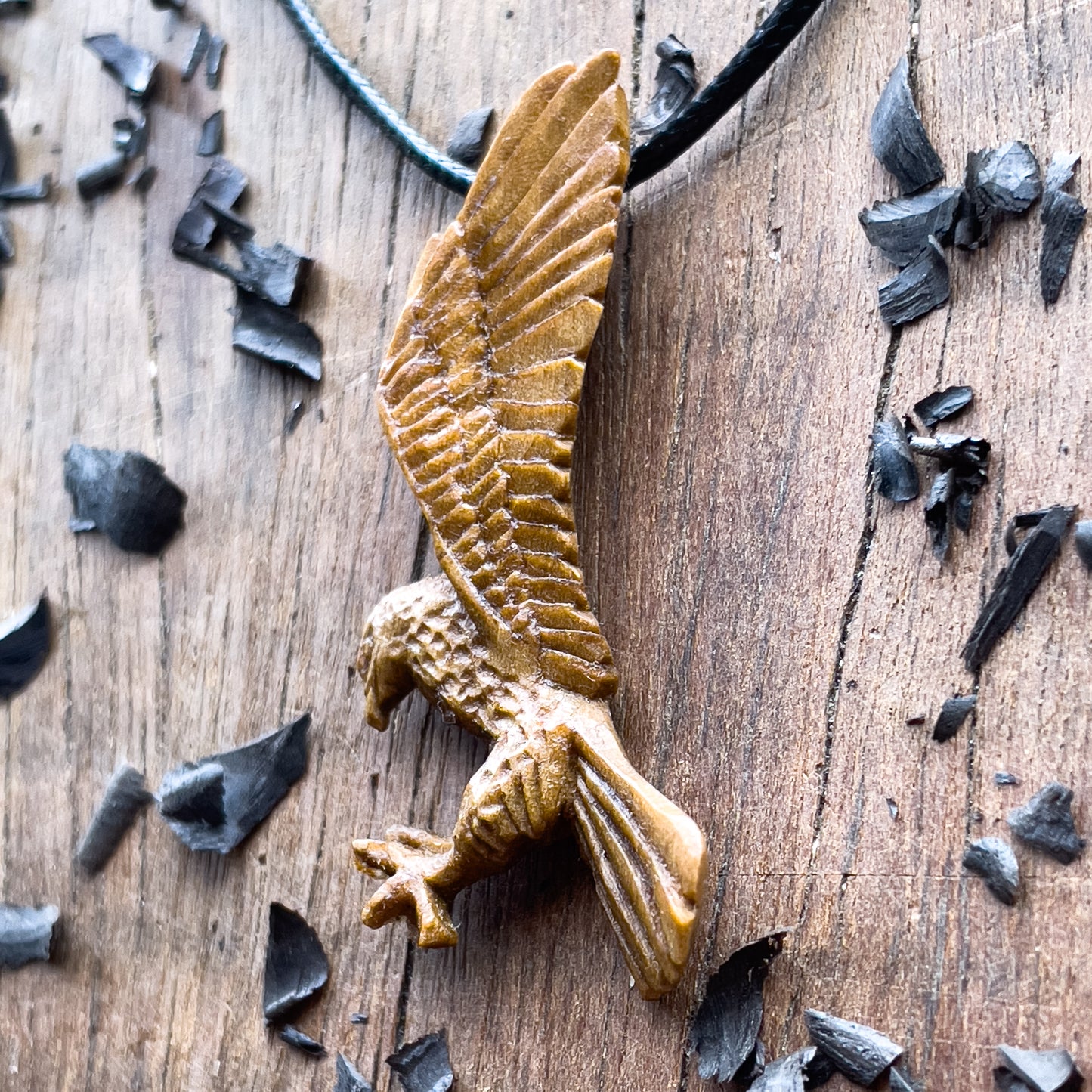 Flying Eagle Walnut Wood Pendant