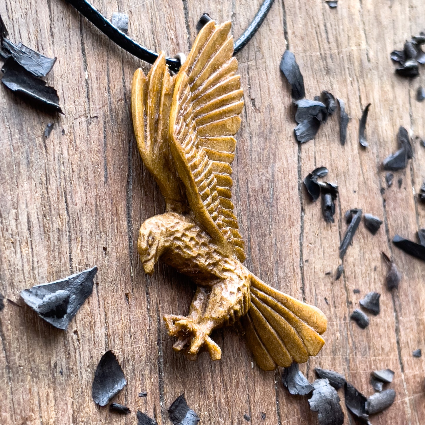 Flying Eagle Walnut Wood Pendant