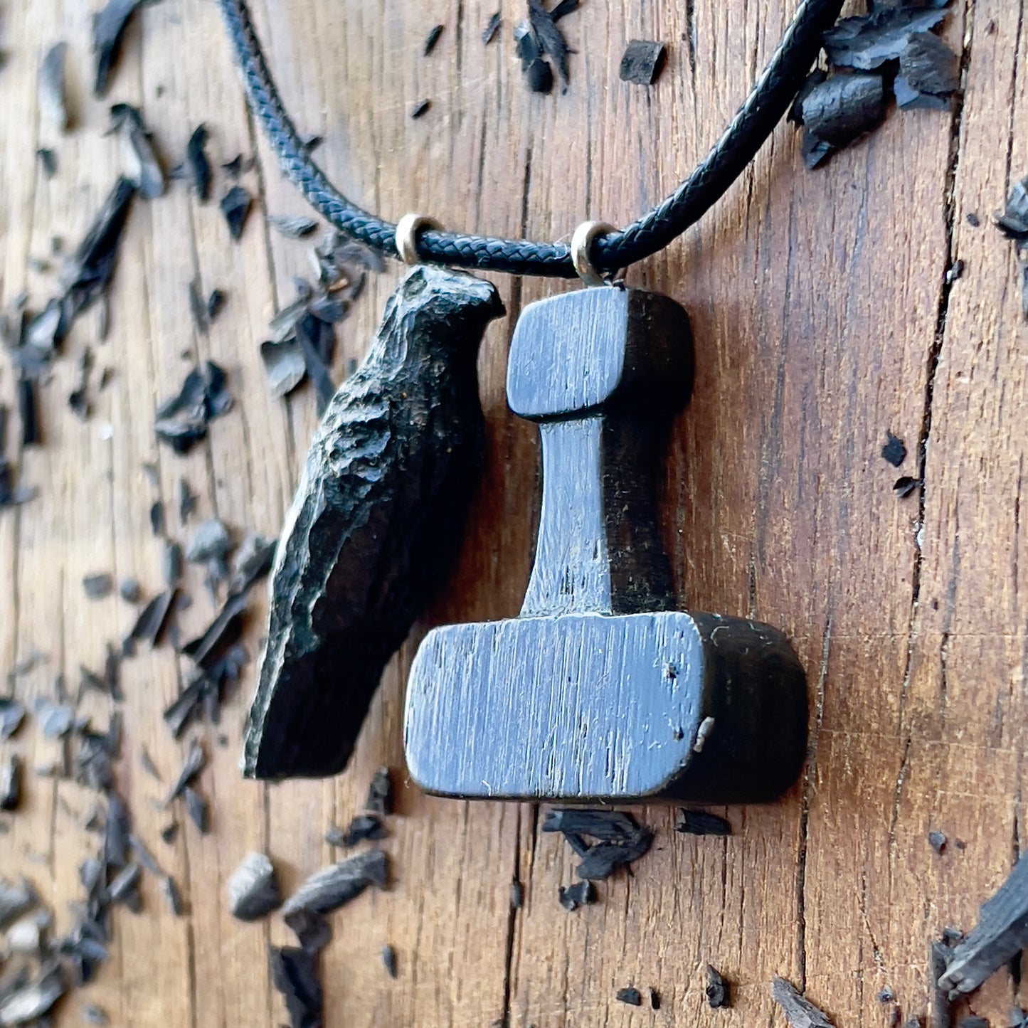 Raven and Mjolnir Pendant