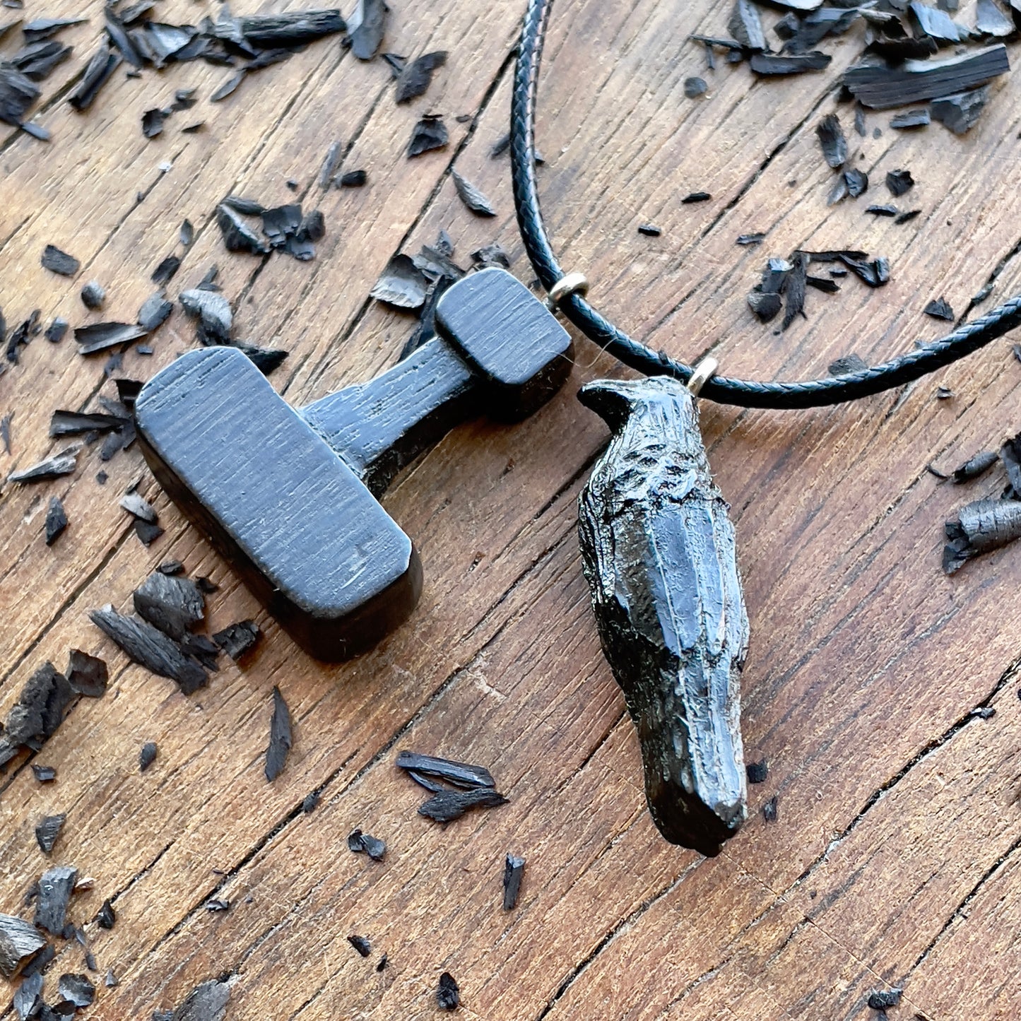 Raven and Mjolnir Pendant