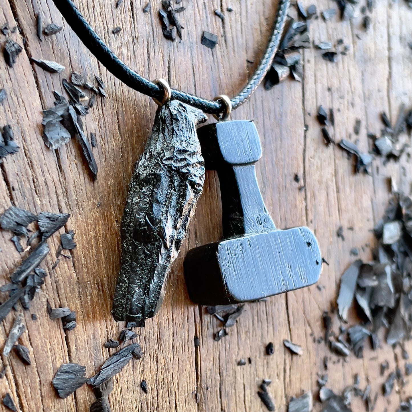 Raven and Mjolnir Pendant