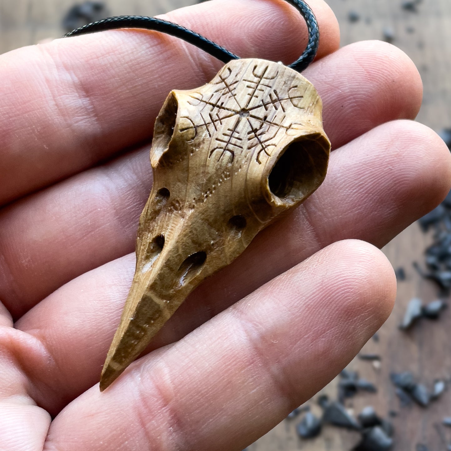 Raven Skull “Helm of Awe” Pendant