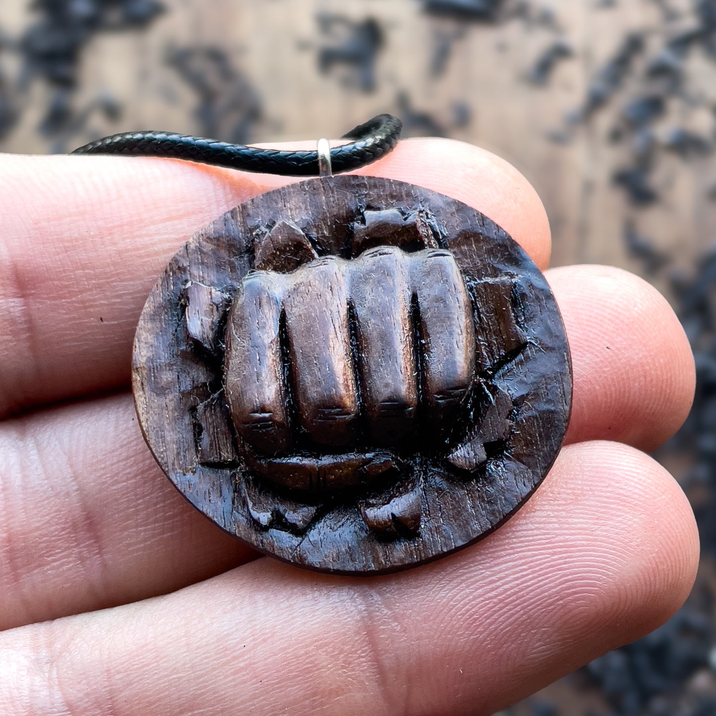 Punch Walnut Wood Pendant