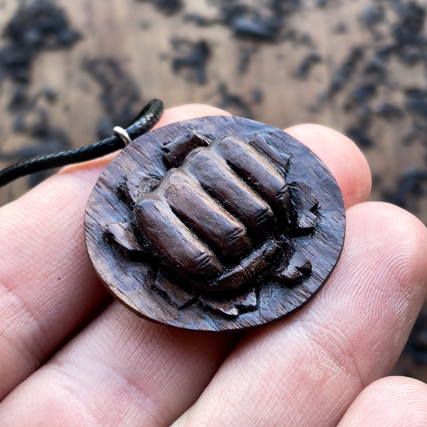 Punch Walnut Wood Pendant