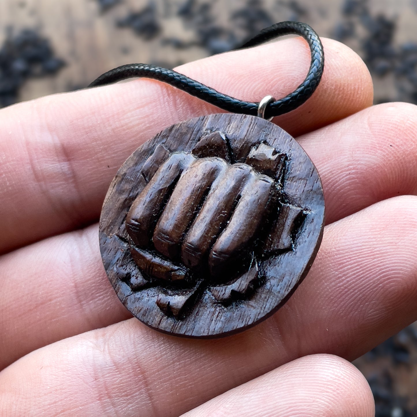 Punch Walnut Wood Pendant