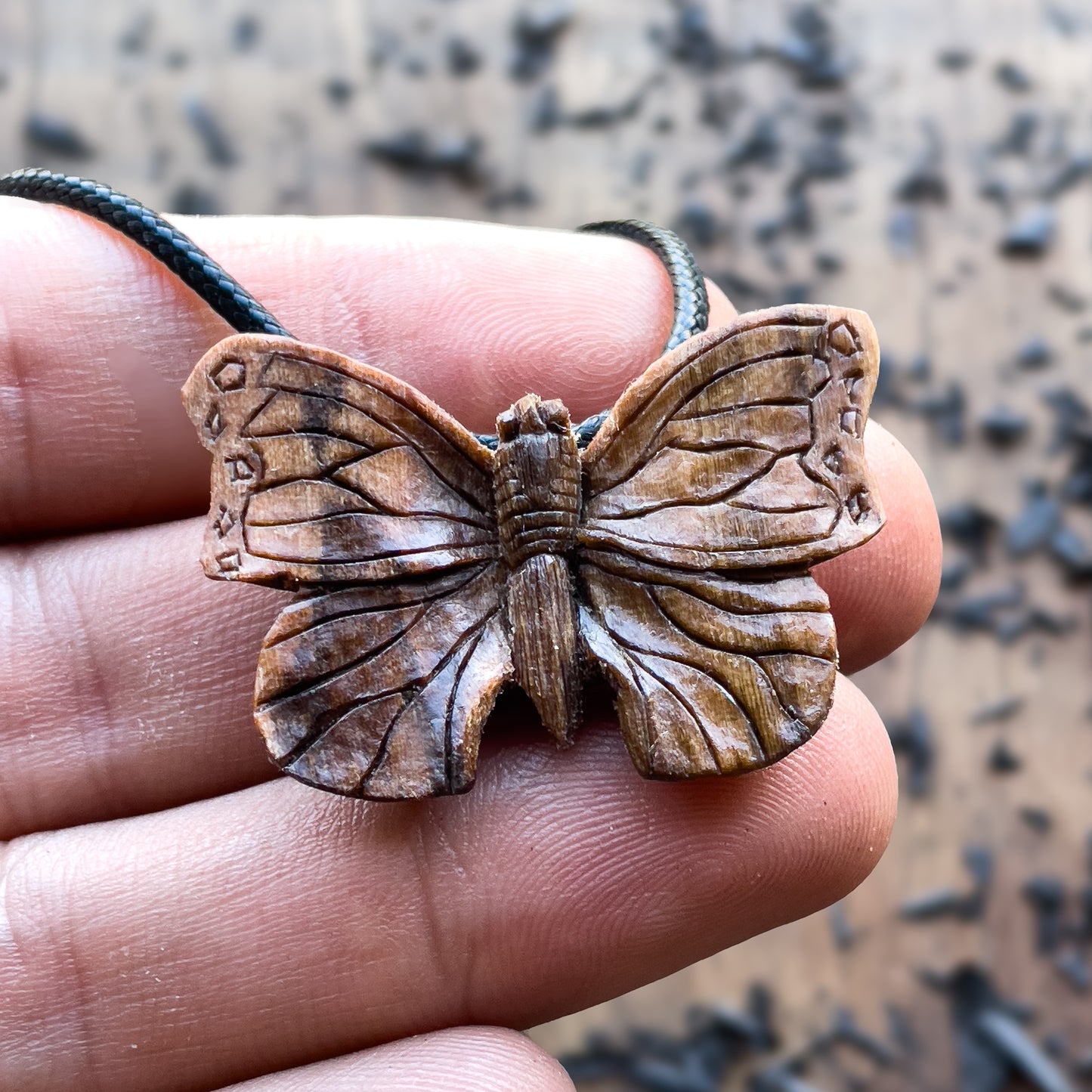 Butterfly Walnut Wood Pendant