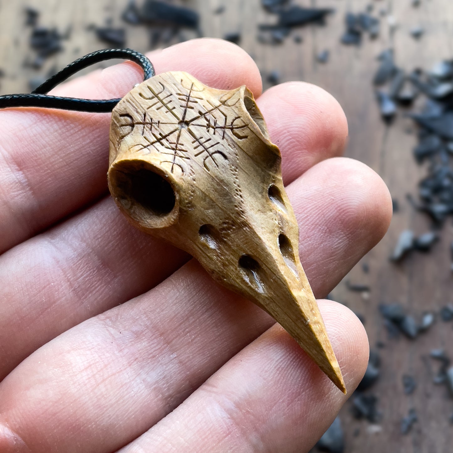 Raven Skull “Helm of Awe” Pendant