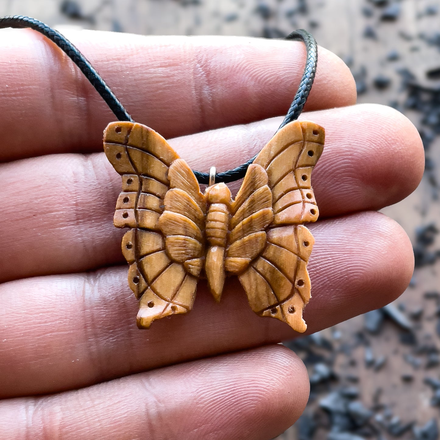 Butterfly Olive Wood Pendant