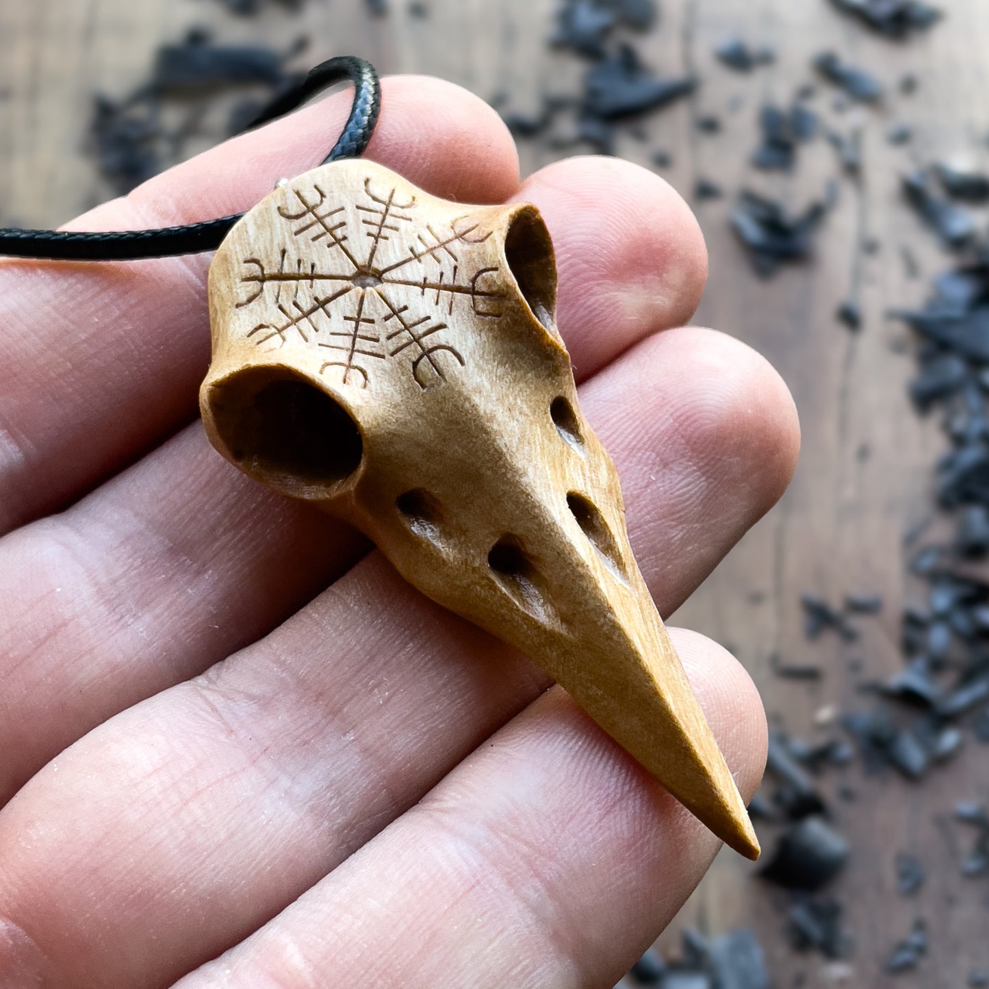 Raven Skull “Helm of Awe” Pendant
