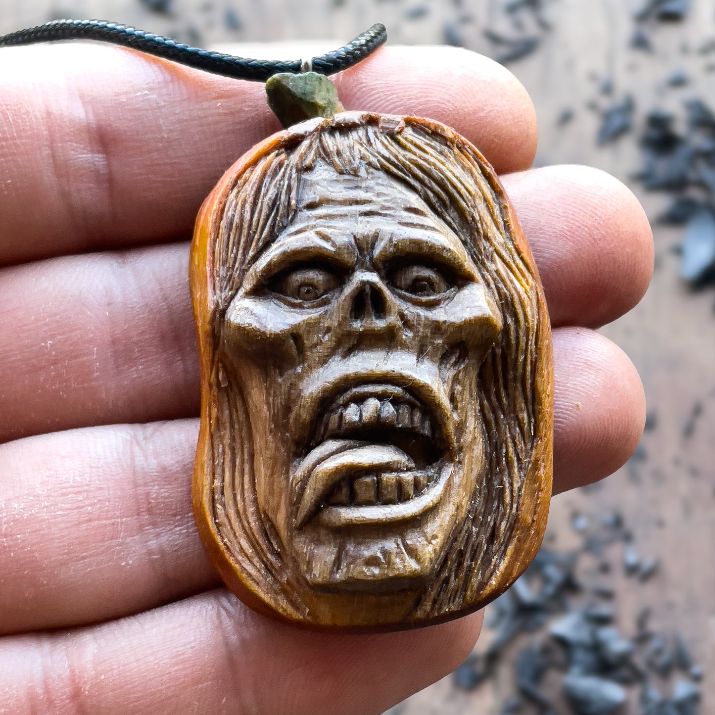 Halloween Pumpkin Pendant – Female Zombie Face