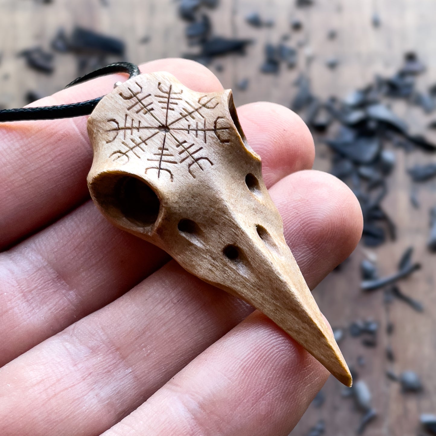 Raven Skull “Helm of Awe” Pendant