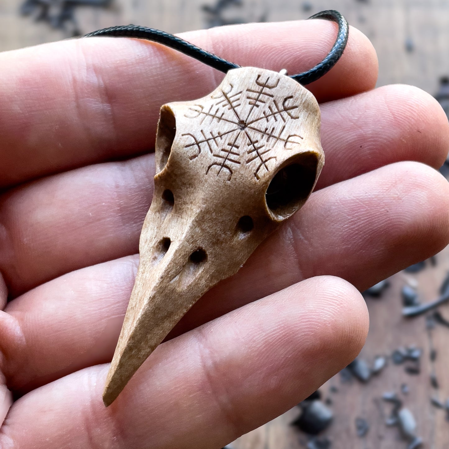 Raven Skull “Helm of Awe” Pendant