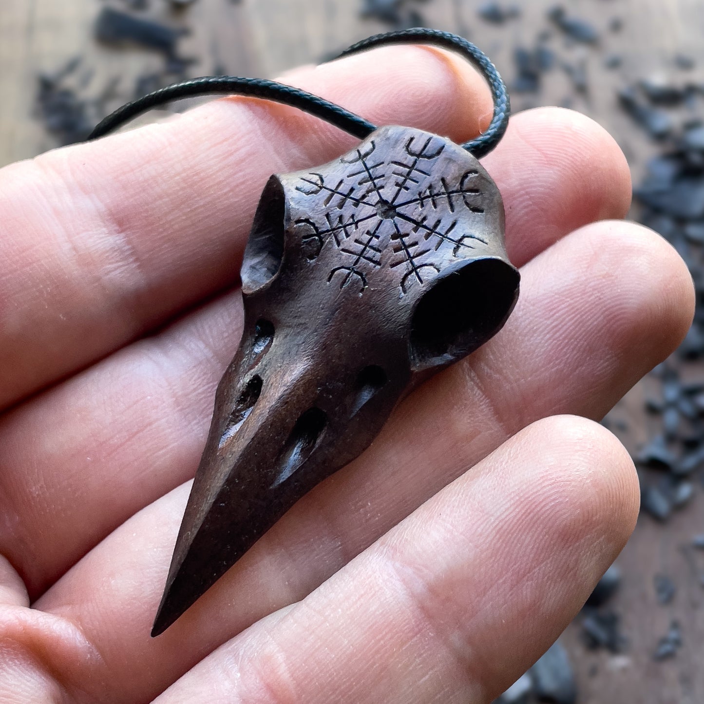 Raven Skull “Helm of Awe” Pendant