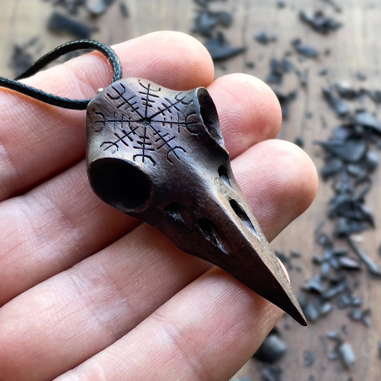 Raven Skull “Helm of Awe” Pendant