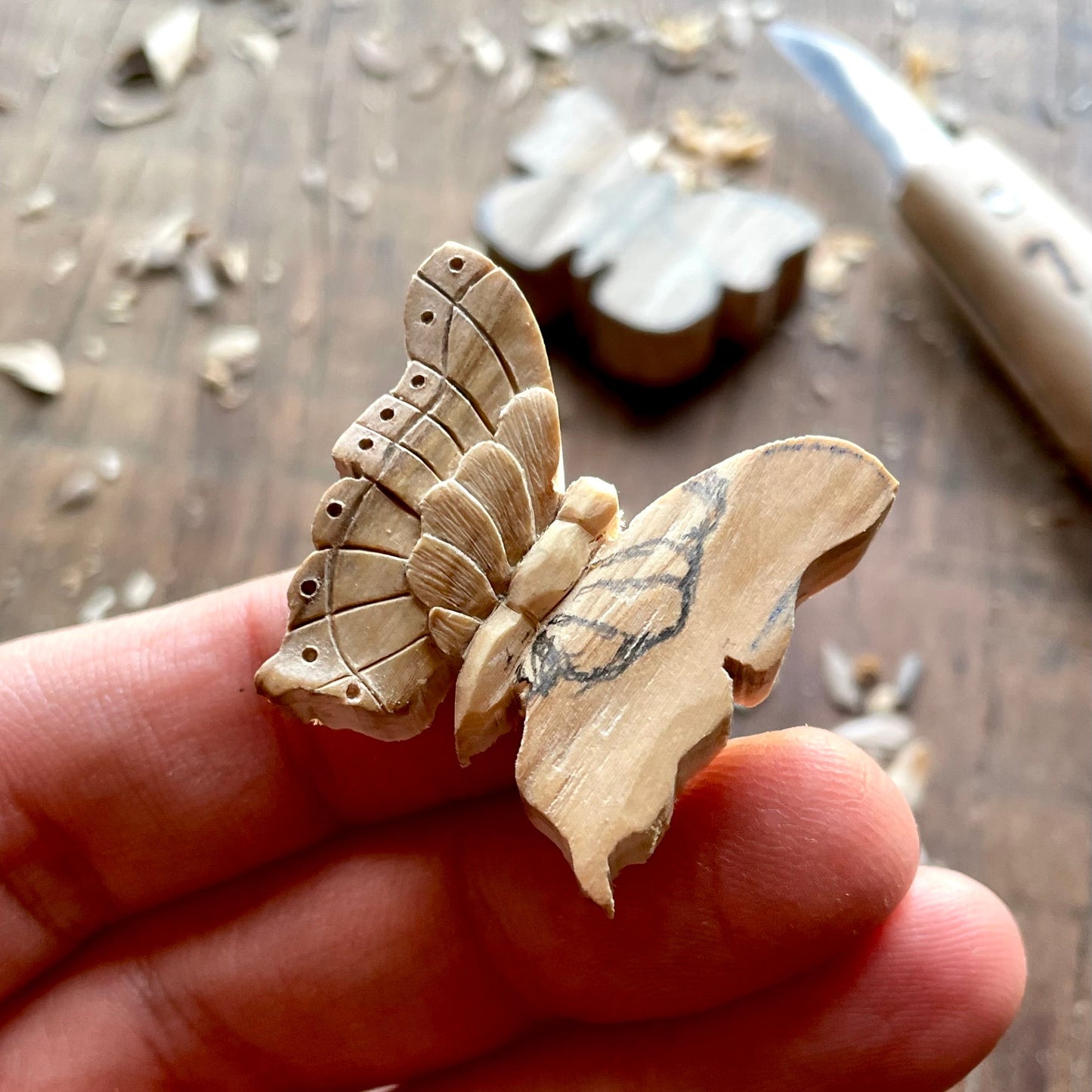 Butterfly Olive Wood Pendant