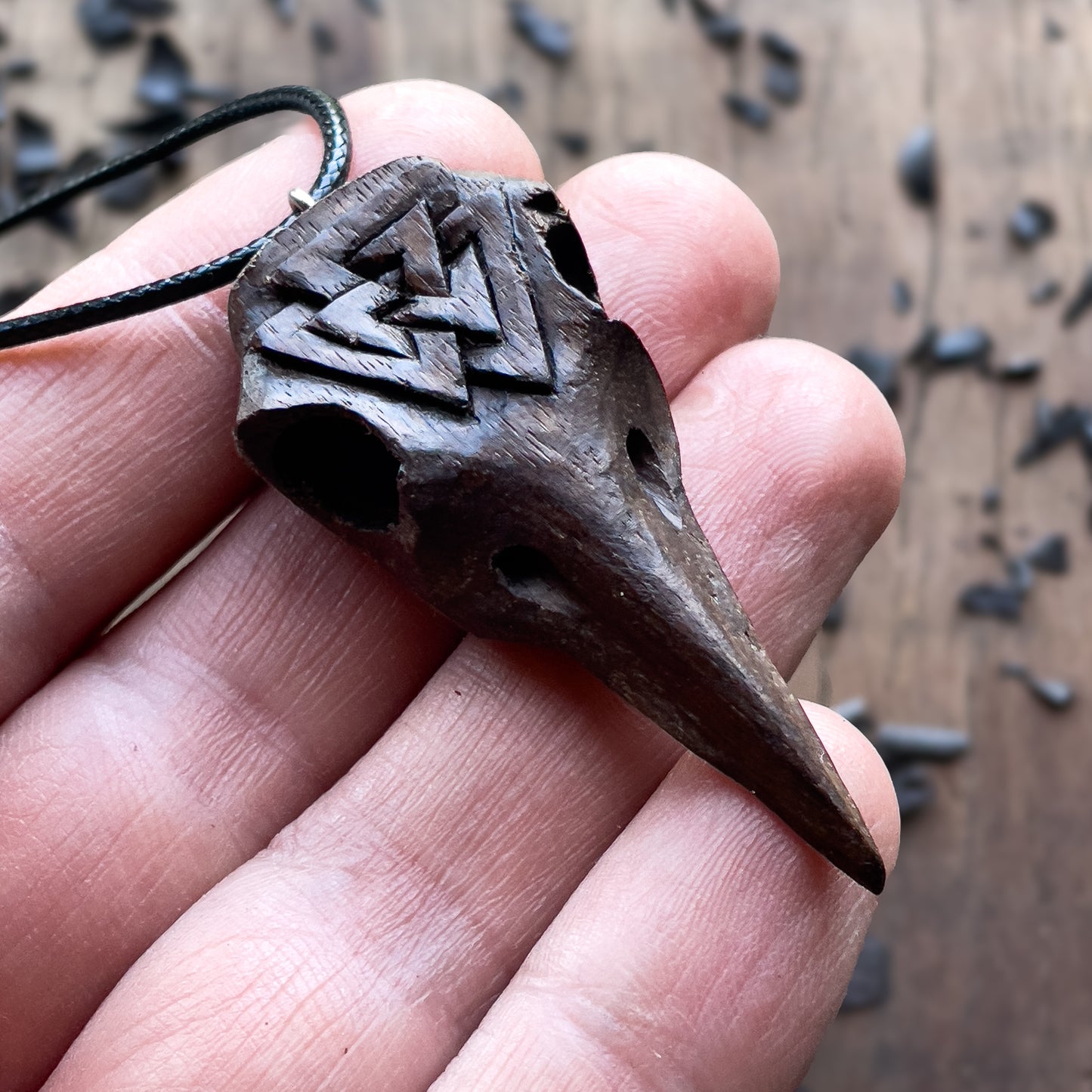 Raven Skull Pendant – Valknut Edition