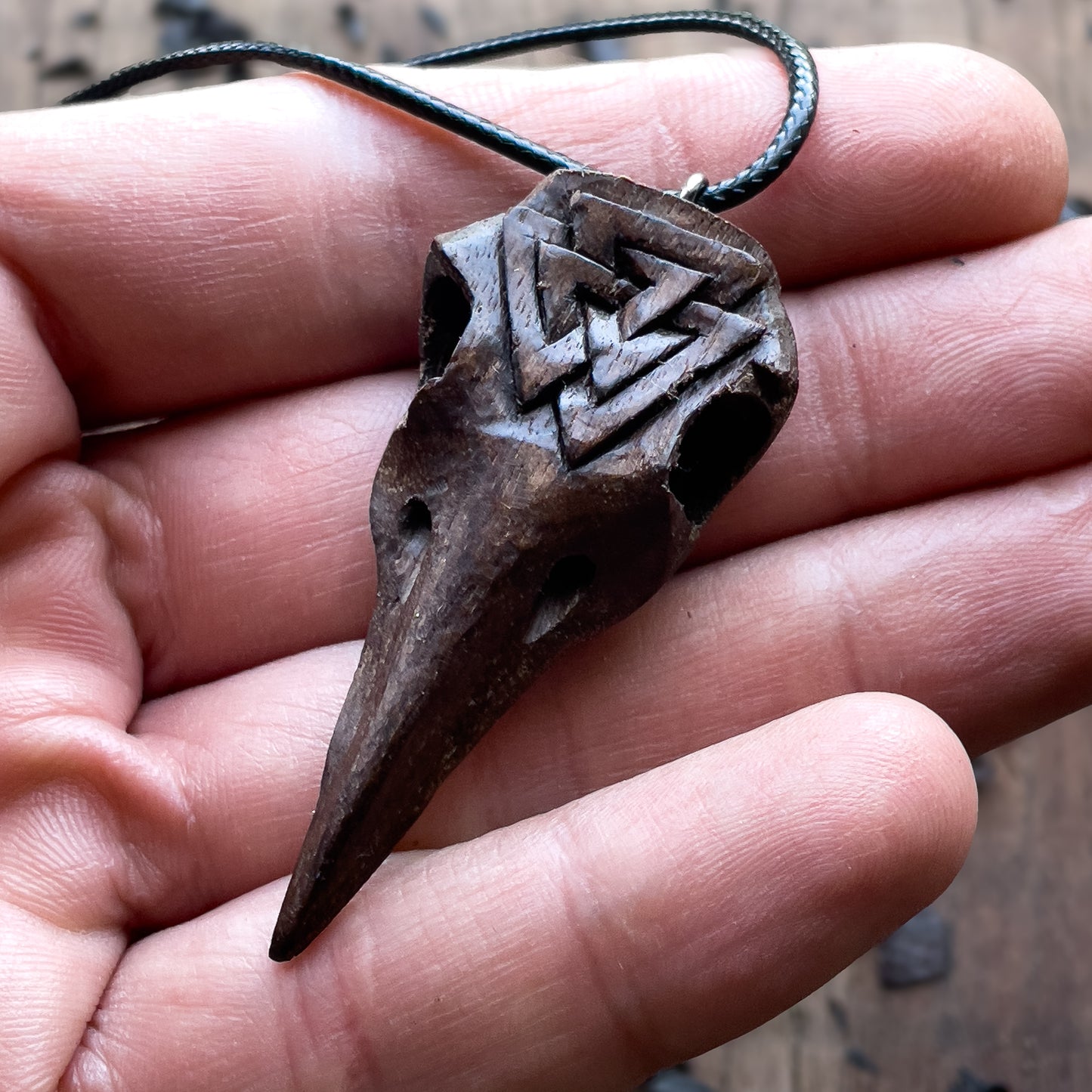Raven Skull Pendant – Valknut Edition