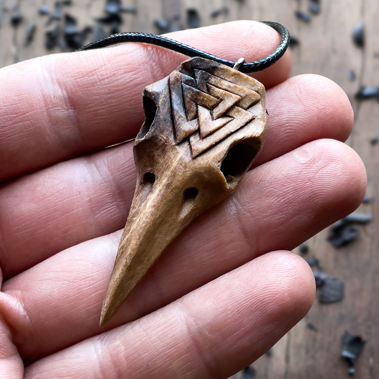 Raven Skull Pendant – Valknut Edition