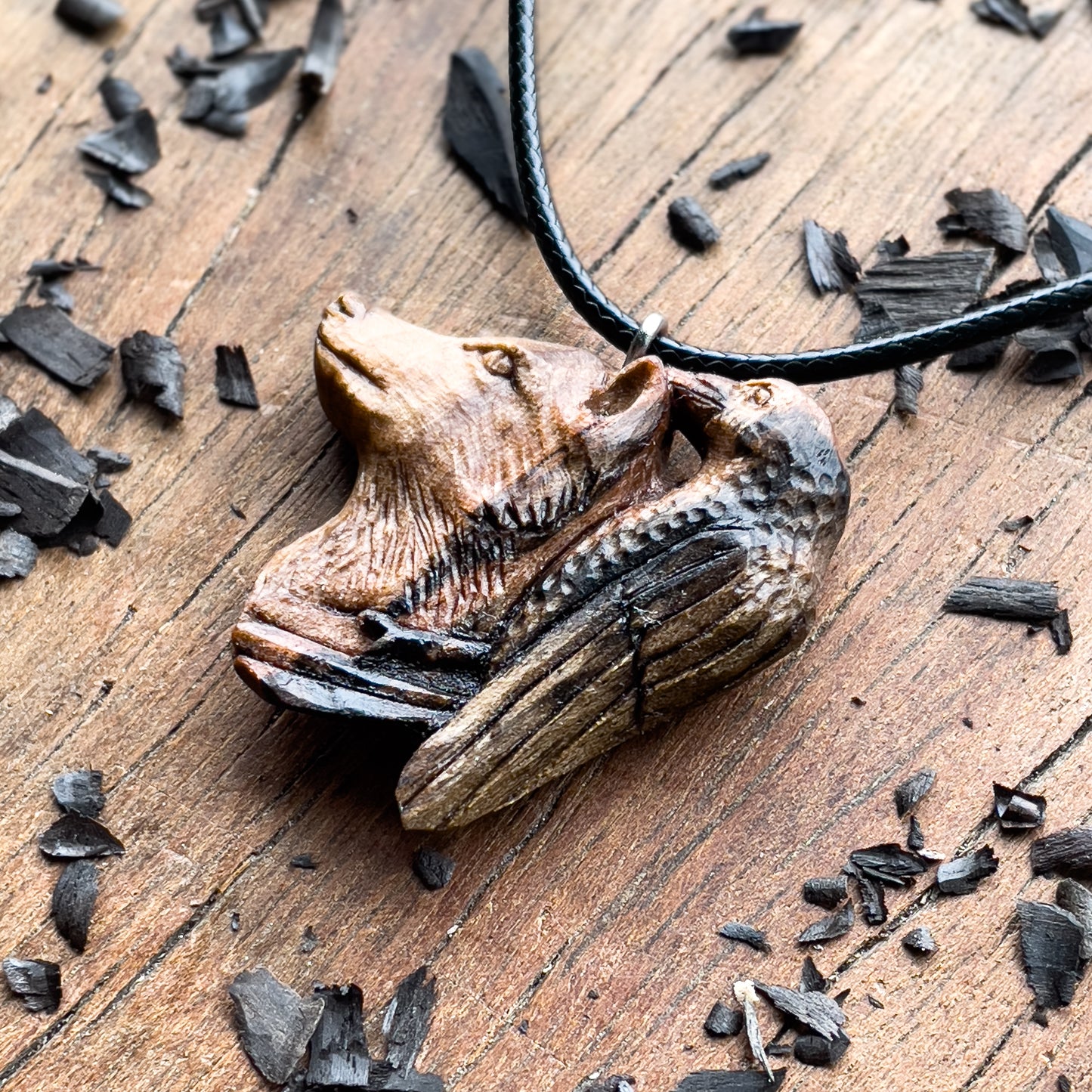 Wolf and Raven Pendant