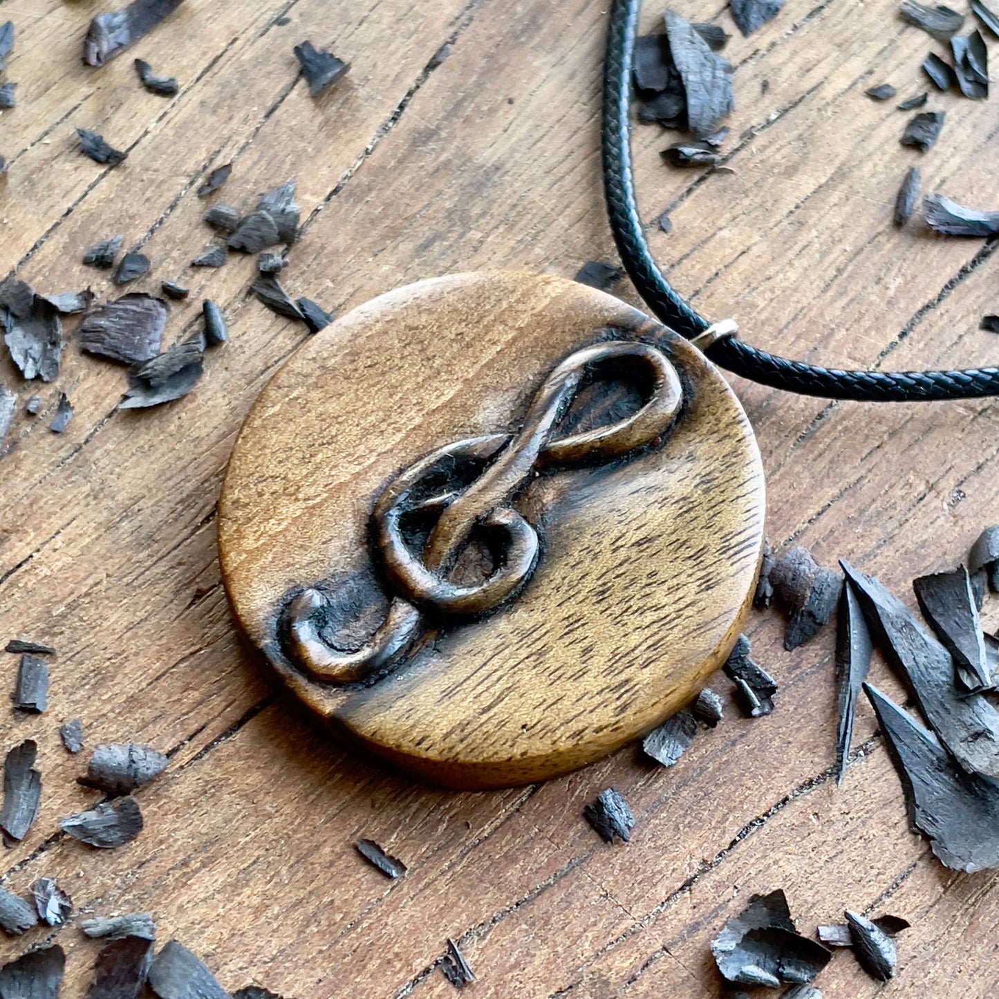Violin Key Walnut Wood Pendant