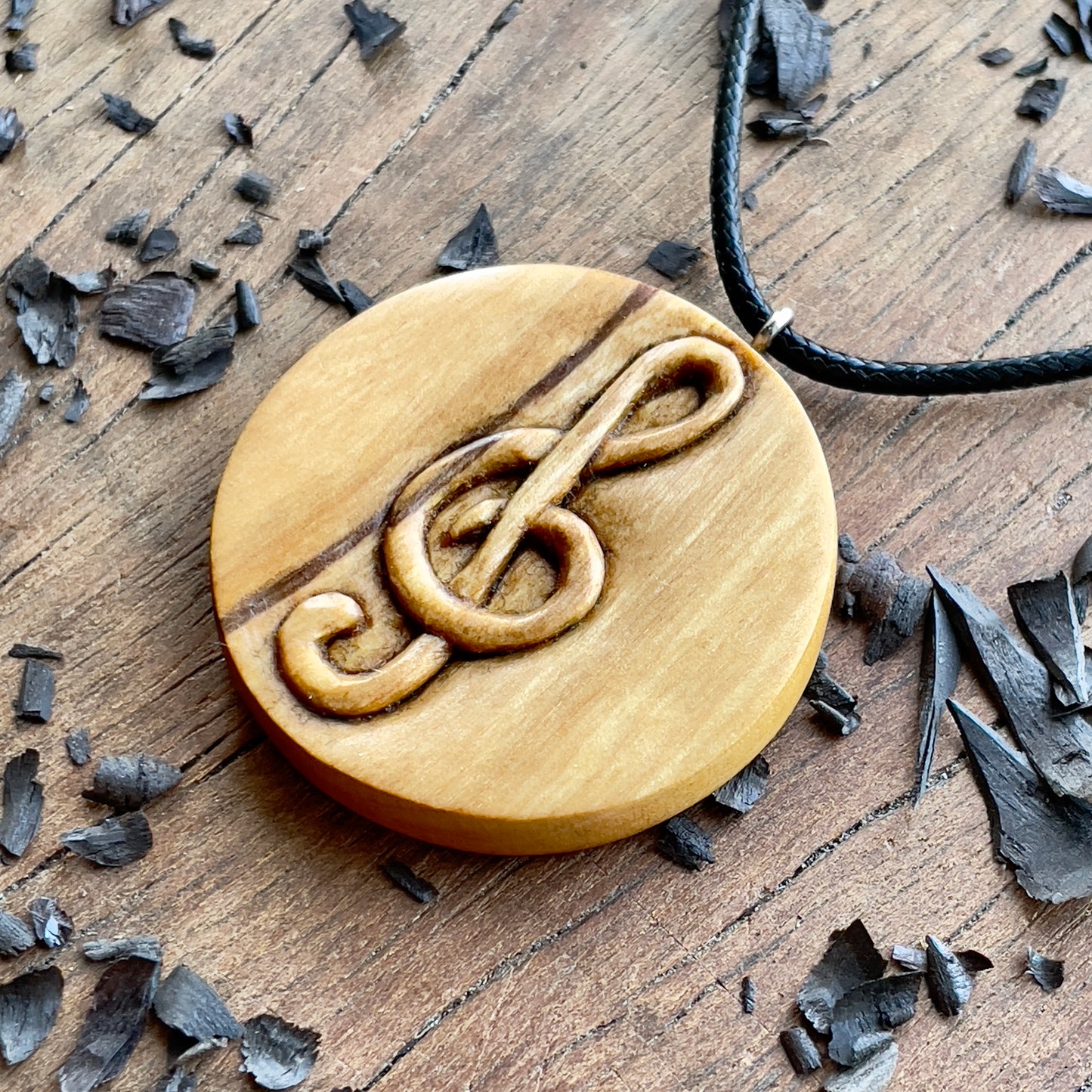 Violin Key Walnut Wood Pendant