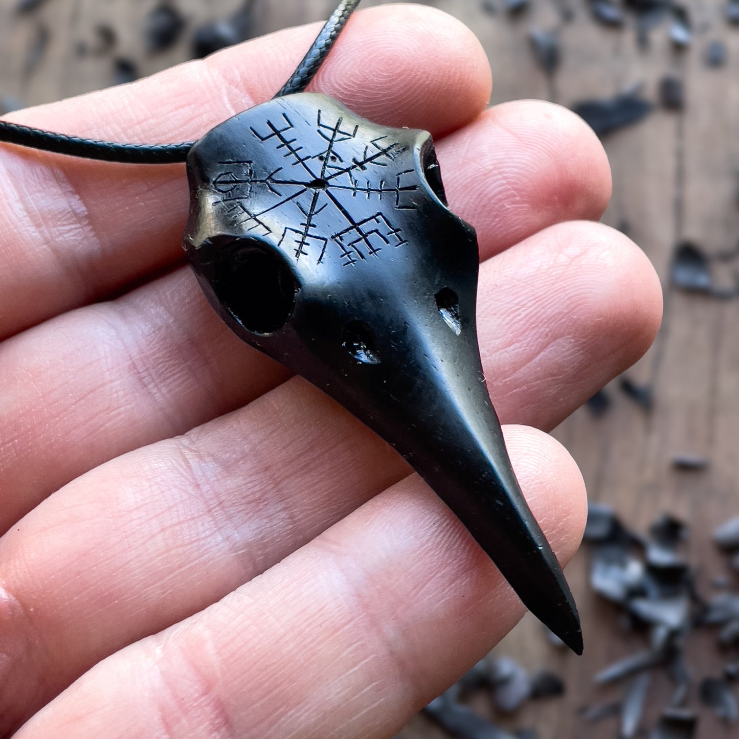 Raven Skull “Vegvísir” Pendant