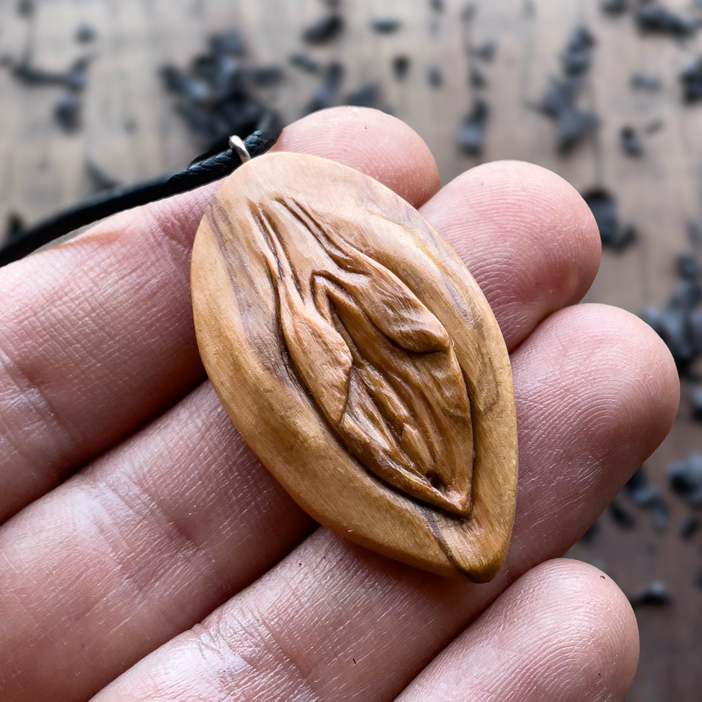 Vulva Olive Wood Pendant