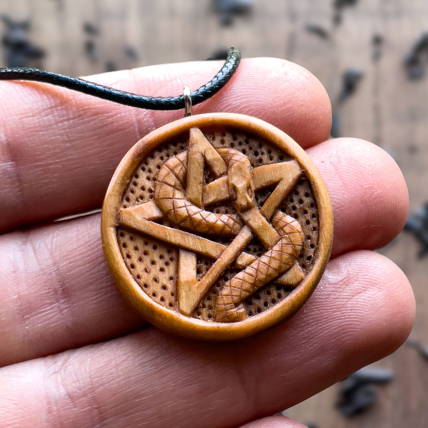 Snake Wrapped On Pentacle Pendant