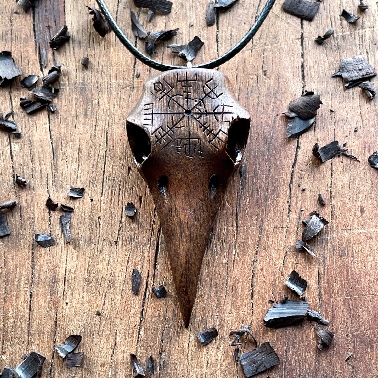Raven Skull “Vegvísir” Pendant