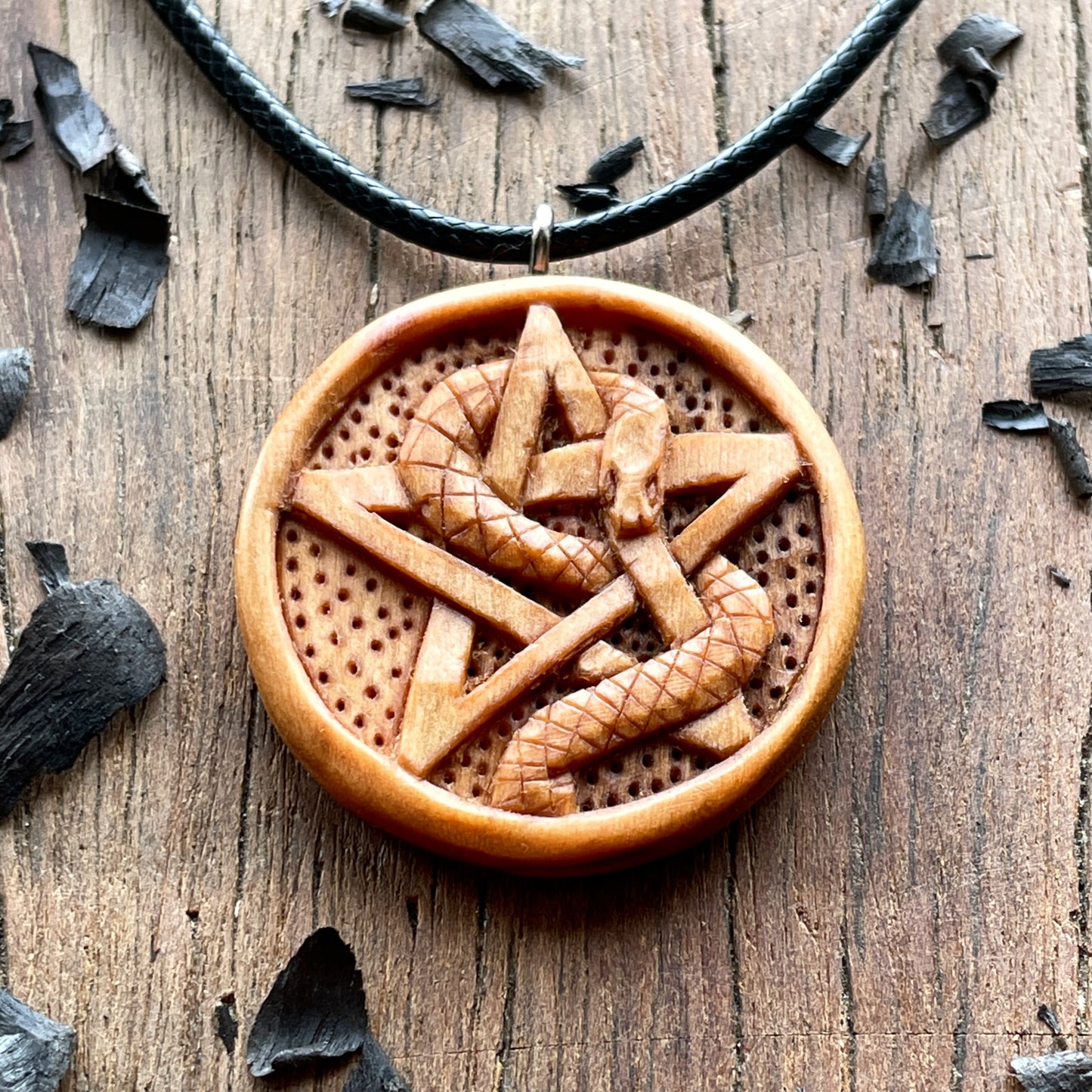 Snake Wrapped On Pentacle Pendant