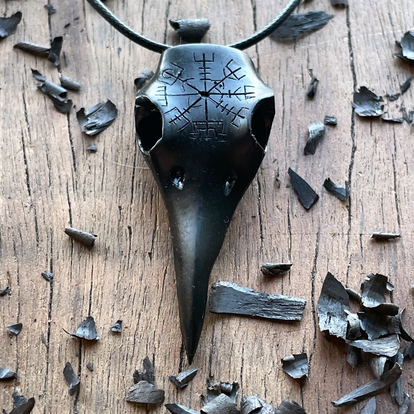 Raven Skull “Vegvísir” Pendant