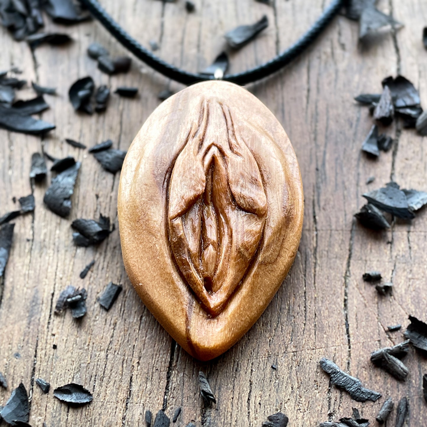 Vulva Olive Wood Pendant