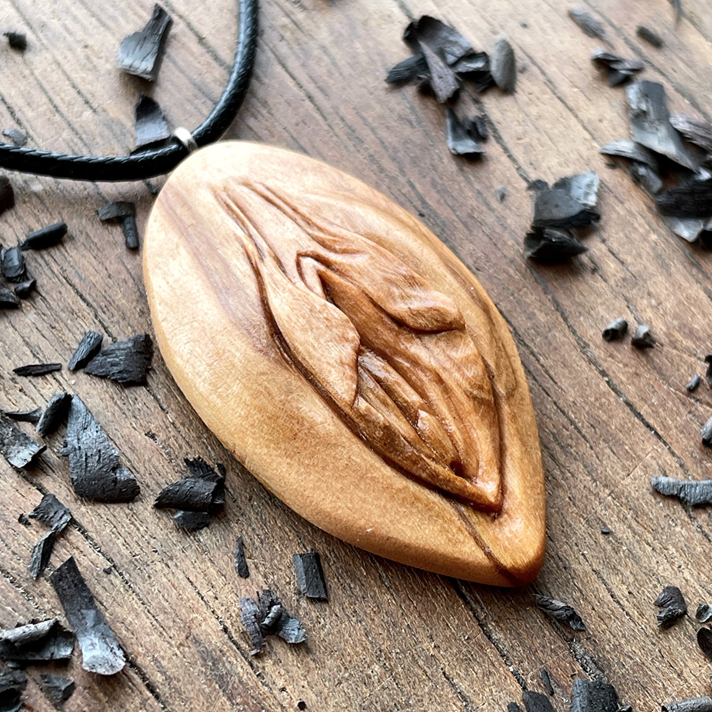 Vulva Olive Wood Pendant