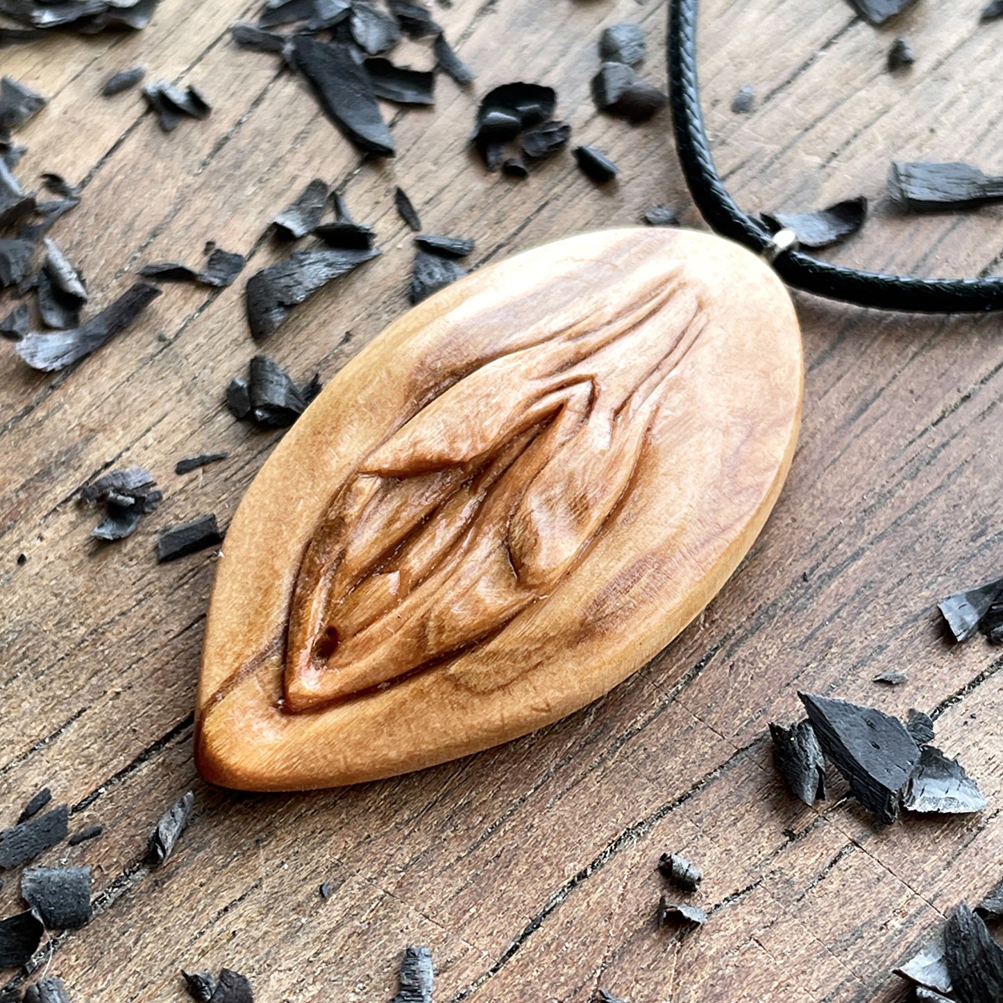 Vulva Olive Wood Pendant
