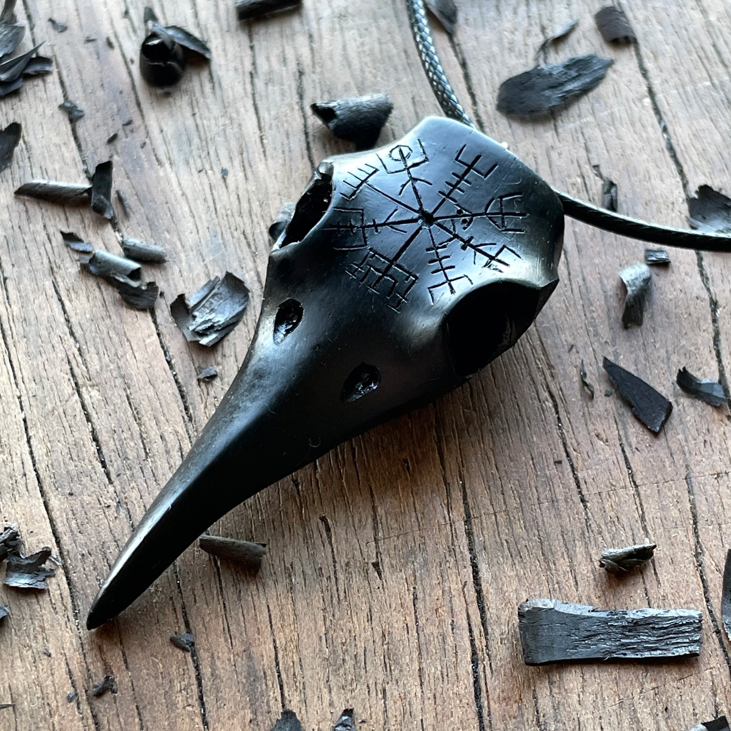 Raven Skull “Vegvísir” Pendant