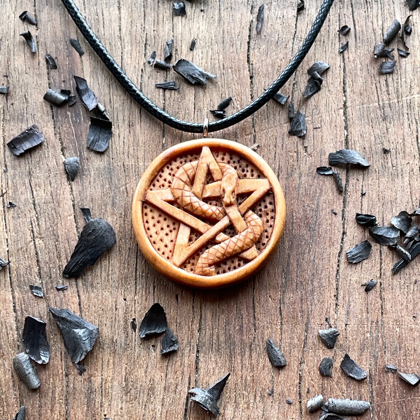 Snake Wrapped On Pentacle Pendant