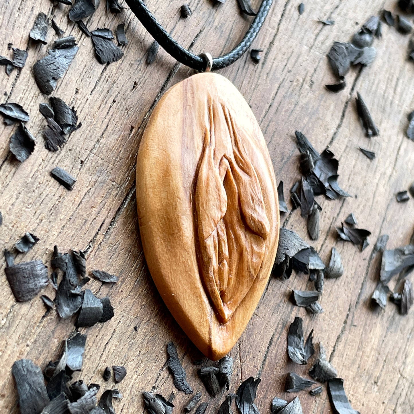 Vulva Olive Wood Pendant