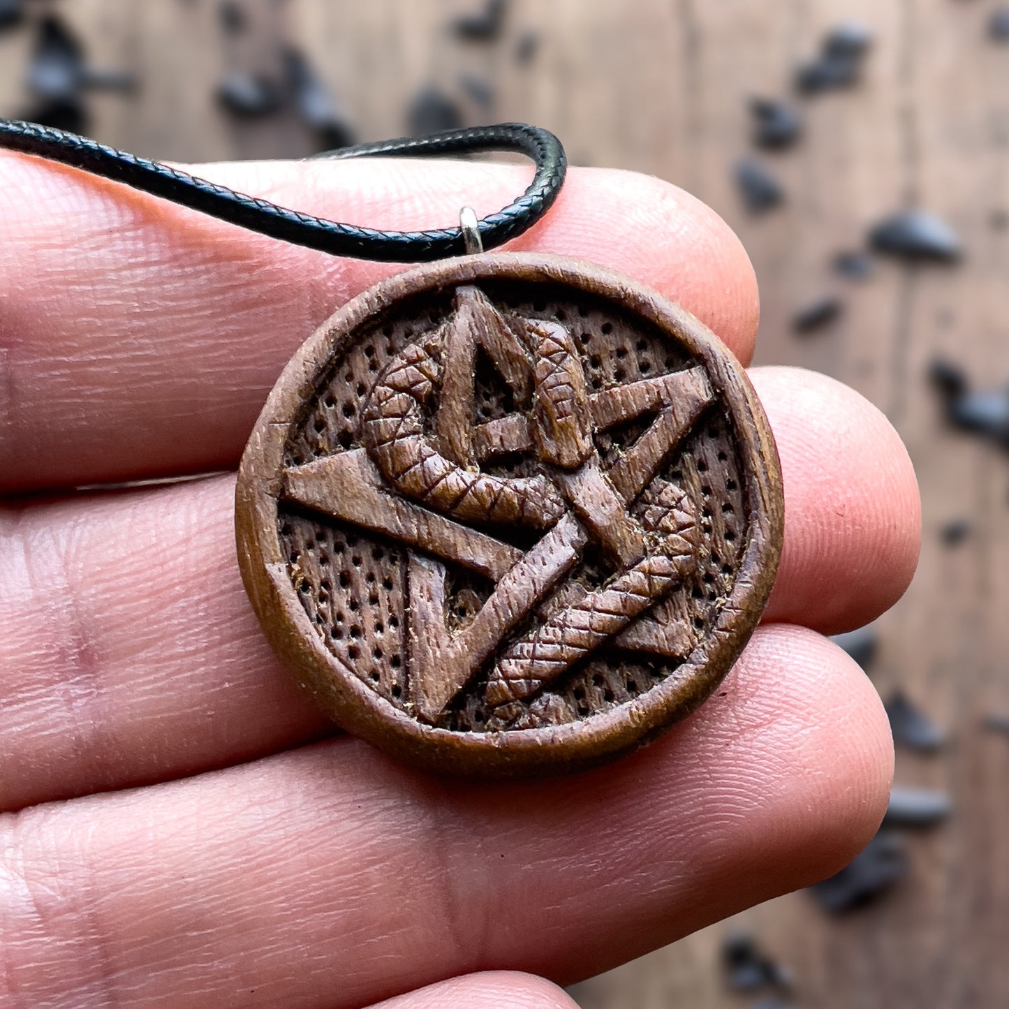 Snake Wrapped On Pentacle Pendant