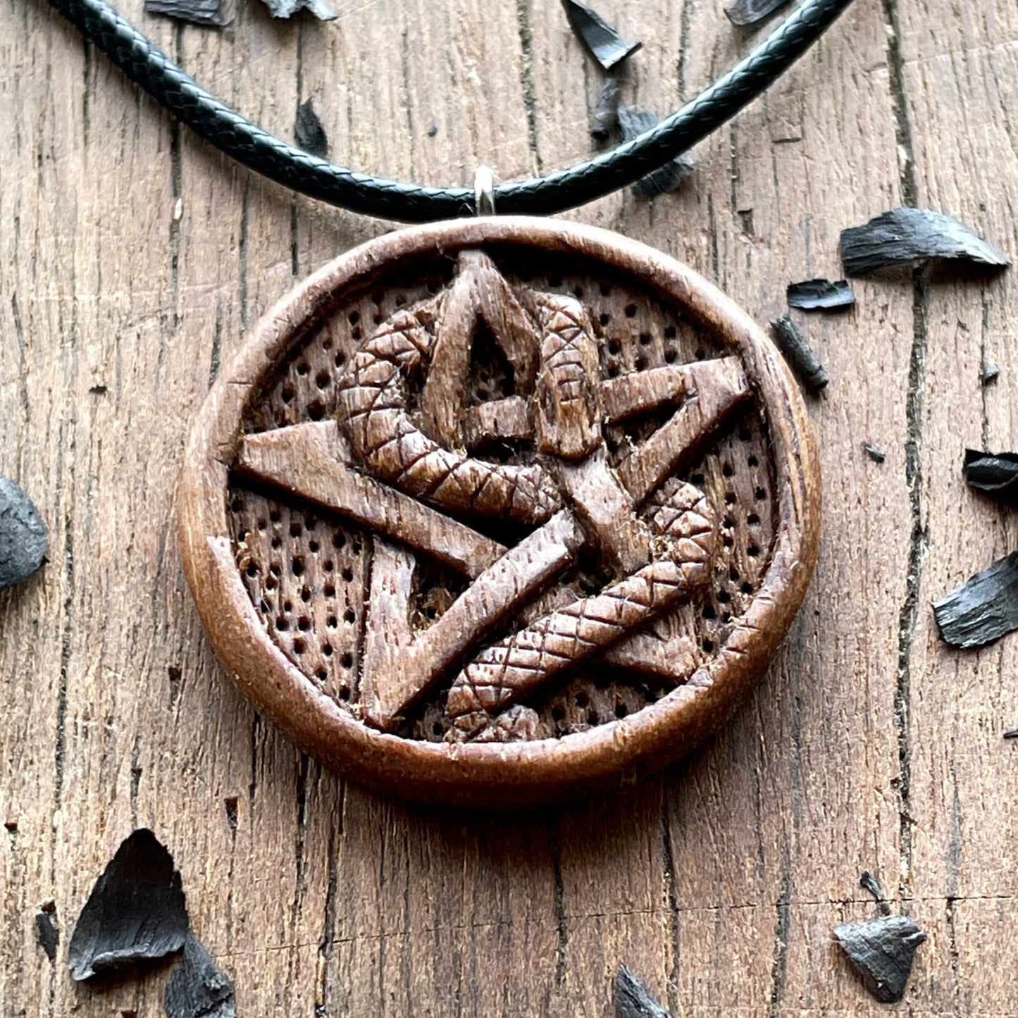 Snake Wrapped On Pentacle Pendant