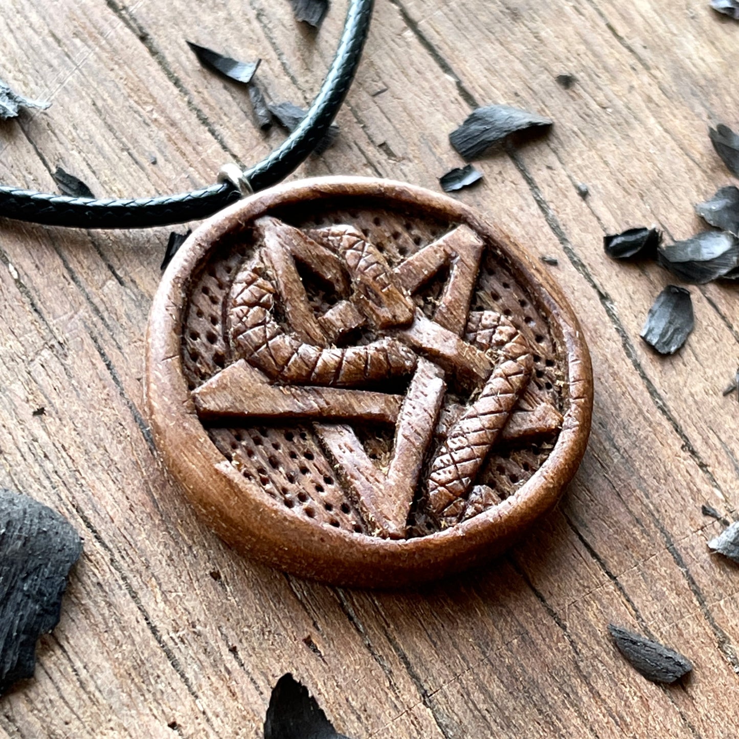 Snake Wrapped On Pentacle Pendant