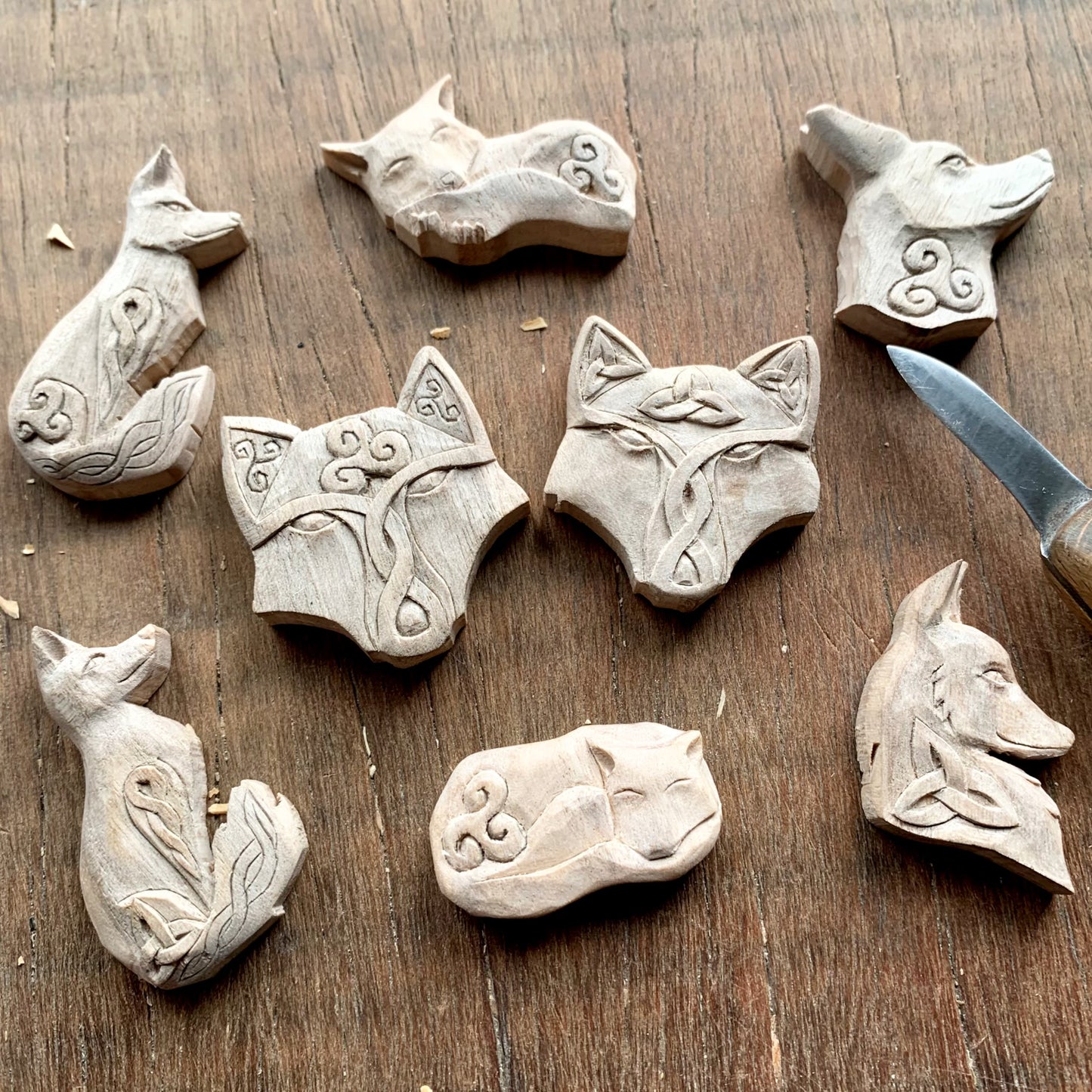 Celtic Fox Triquetra and Triskelion Pendant