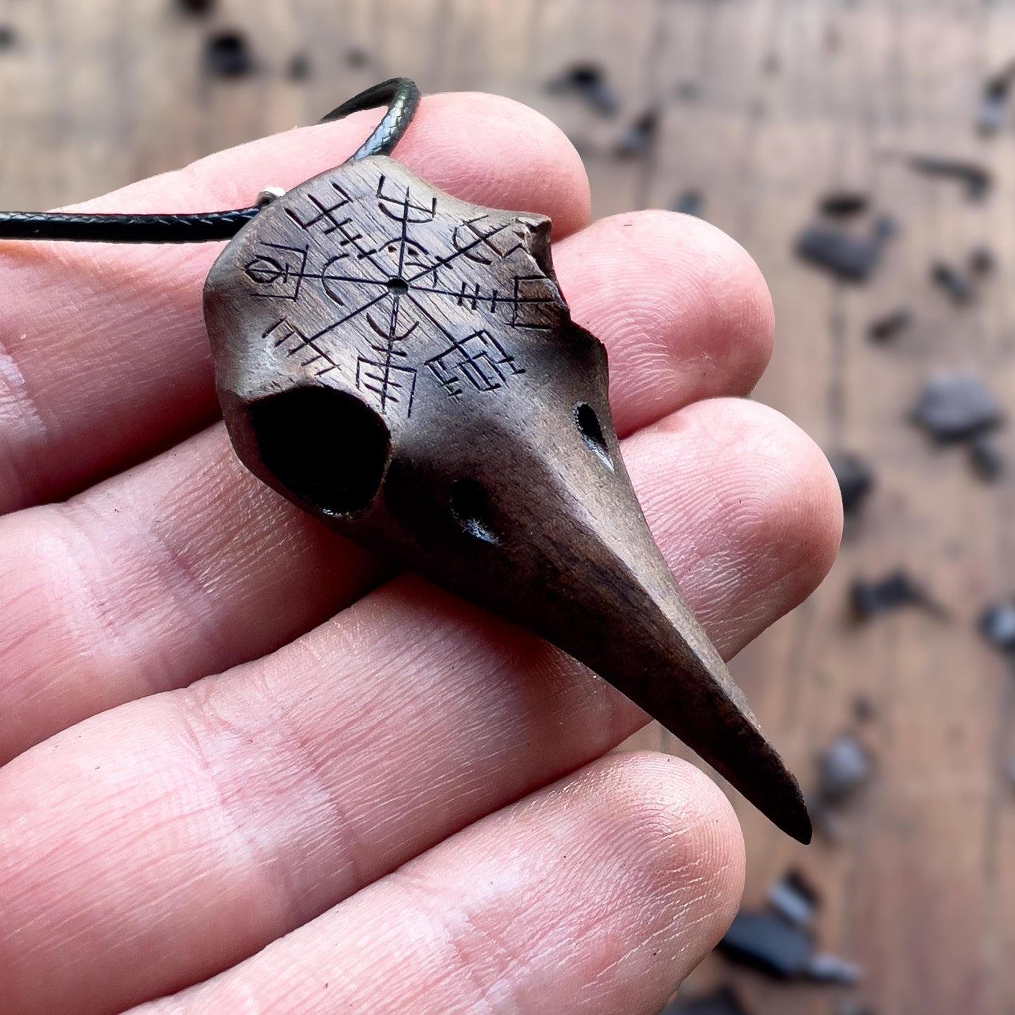 Raven Skull “Vegvísir” Pendant