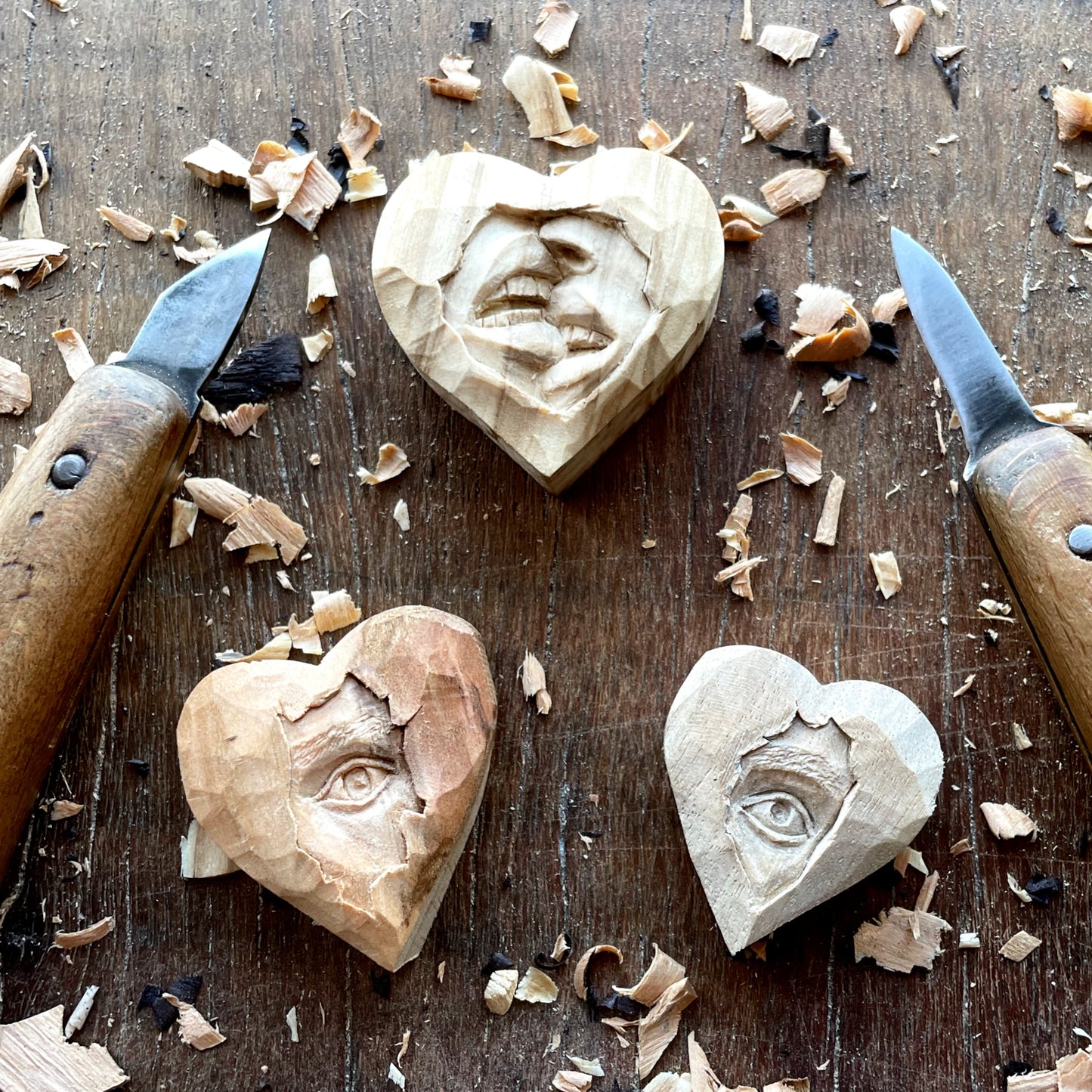 Sensual Kiss Heart Olive Wood Pendant