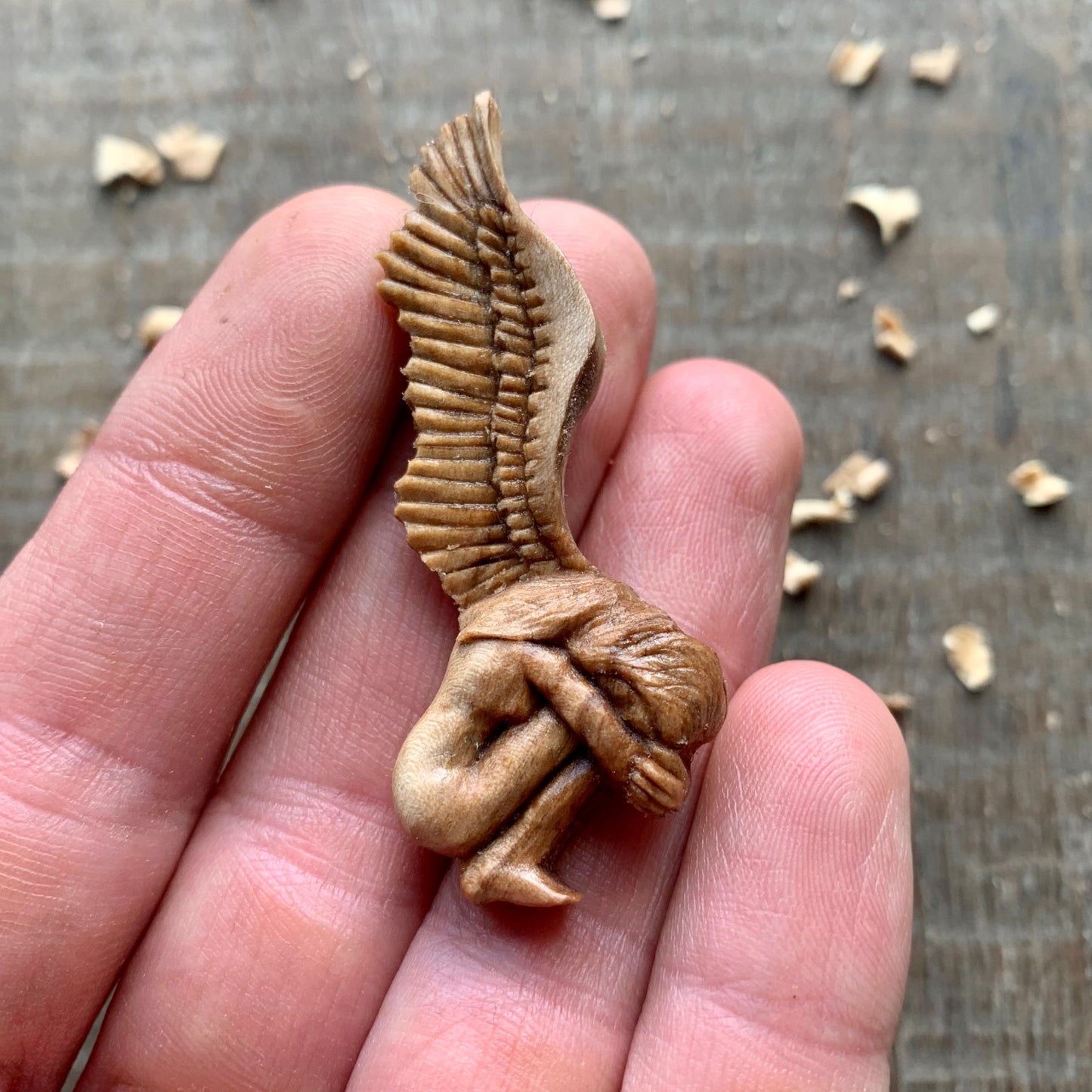 Angel Walnut Wood Pendant
